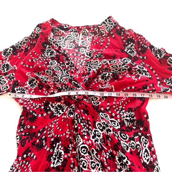 Free People | Shirt Dress | Red printed | Tough Love | Maxi | Size 12 | Boho - Picture 7 of 11